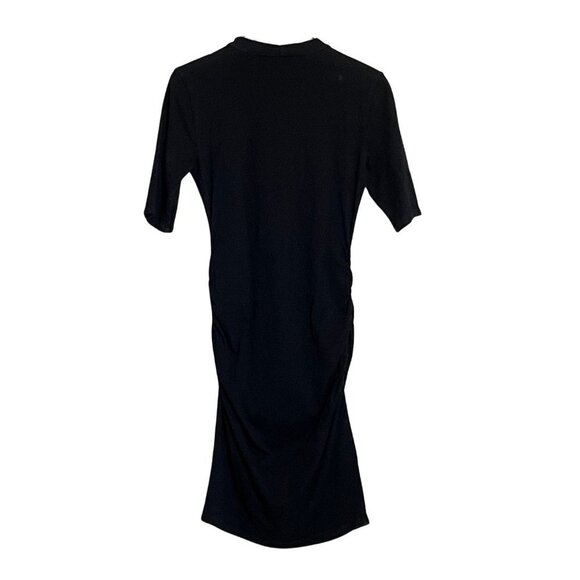 Michael Stars Short Sleeve Ruched Midi Dress w/ Intentional Neckline Rip Sz. M - Picture 2 of 3
